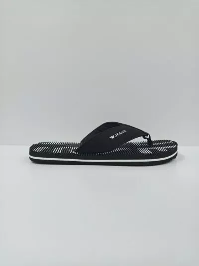 כפכפי אצבע שחורים לגבר עם סוליית גומי ורצועות סינטטיות מבית W JEANS.