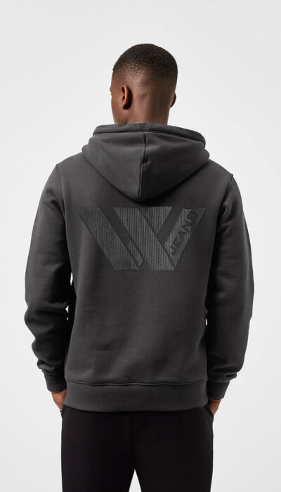 קפוצ'ון אפור מבית W Jeans עם לוגו מודפס מקדימה ובגב.