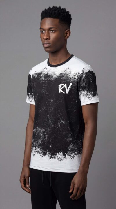 טי שירט של ROBERTO VINO לגבר עם הדפס קדמי ואחורי, בעיצוב גרפי בולט.