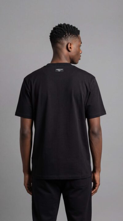 טי שירט בצבע שחור לגבר של ROBERTO VINO עם לוגו RV Milano בלבן בחזית ובד כותנה ולייקרה בגזרה מודרנית.