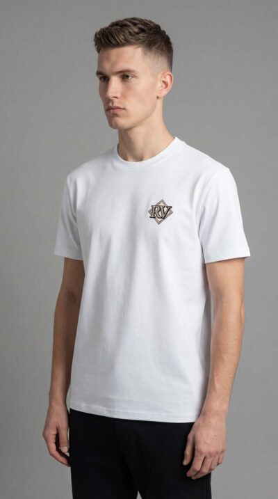 טי שירט לבנה לגבר של ROBERTO VINO עם לוגו קטן בחזית וגזרה קלאסית.